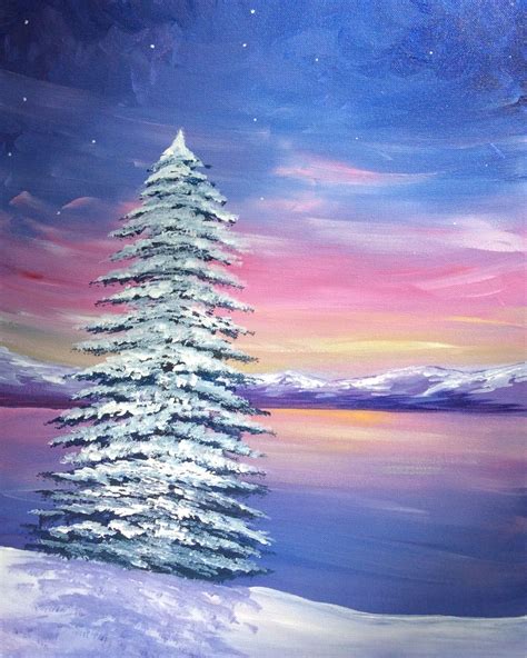 easy winter paintings for beginners|winter landscape painting on canvas.